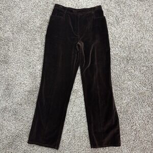 Vintage Express Pants Straight Womens Size 11/12 Brown Velour Velvet‎ Y2K 90s
